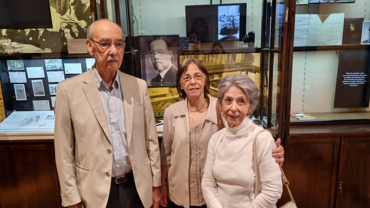 Os sobrinhos do Mário de Andrade, Carlos Augusto de Andrade Camargo, Maria Luiza Camargo Martins e Thereza Maria de Camargo Canjani