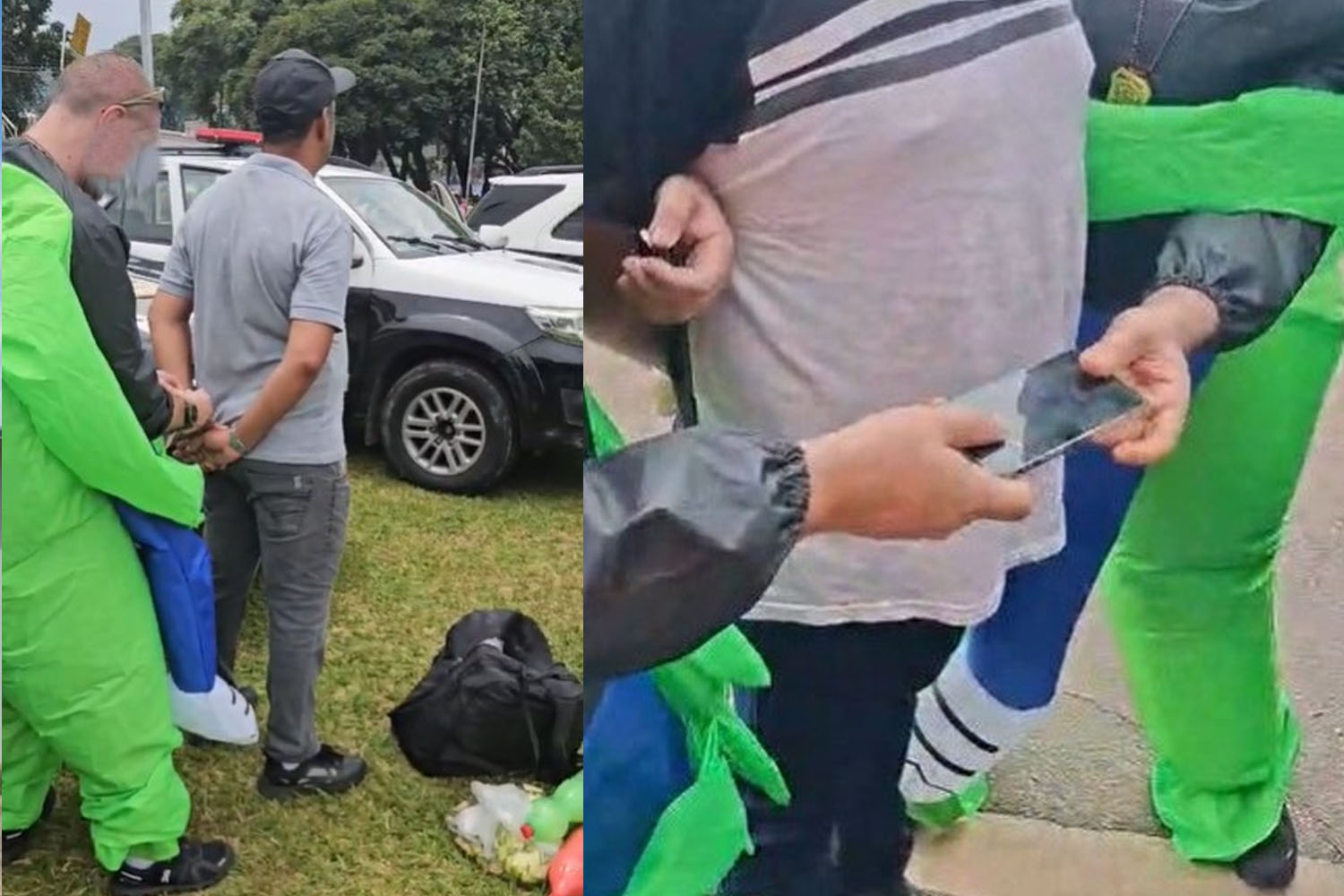 Suspeito é abordado por policiais após furto de celulares durante bloco de Carnaval no Ibirapuera